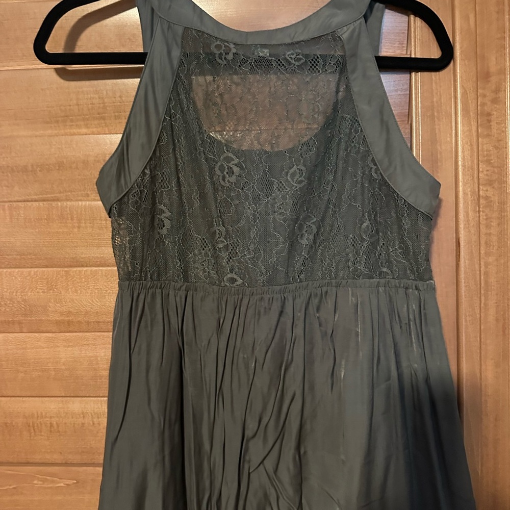 YA boutique Charcoal silky and Lace Detail dress